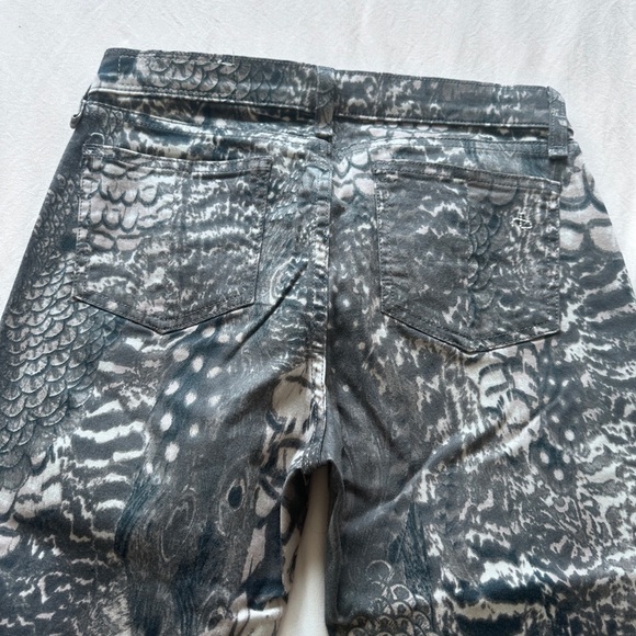 Rag & Bone Women’s 25 Feather Print Skinny Jeans Gray Mid Rise Stretch Legging - Picture 6 of 10